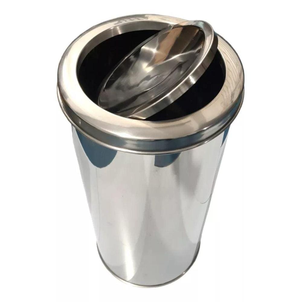 Lixeira Inox 12 Litros Tampa Basculante Escritórios 24X30