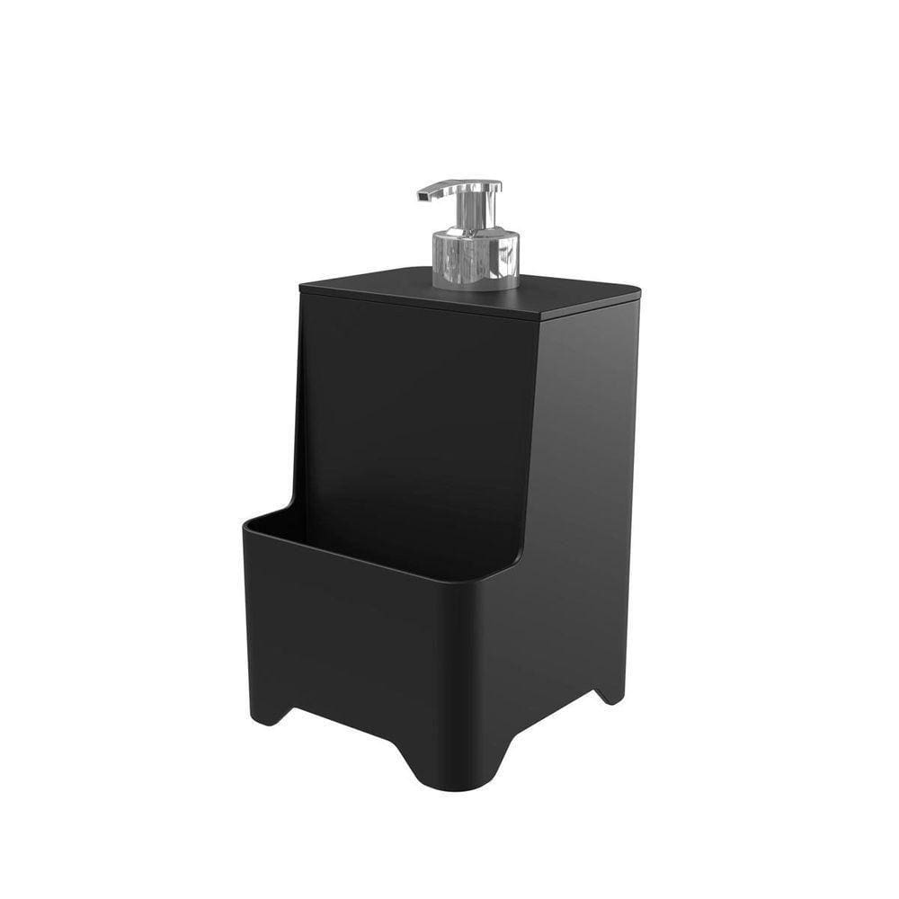 Dispenser De Pia Para Detergente E Esponja Com Válvula Cromada - Stolf Preto