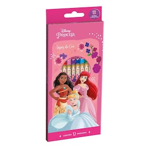 Lápis de Cor 12 Cores Sextavado Princesas Decorado Estampado Colorido - Tris