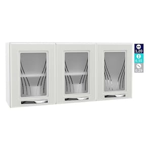 Armário Aéreo P/ Cozinha Star New 3 Portas C/vidro 120cm Branco - Telasul