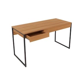 Mesa Computador Casal Me4156 C/ 1 Gaveta Amêndoa/preto - Tecno Mobili