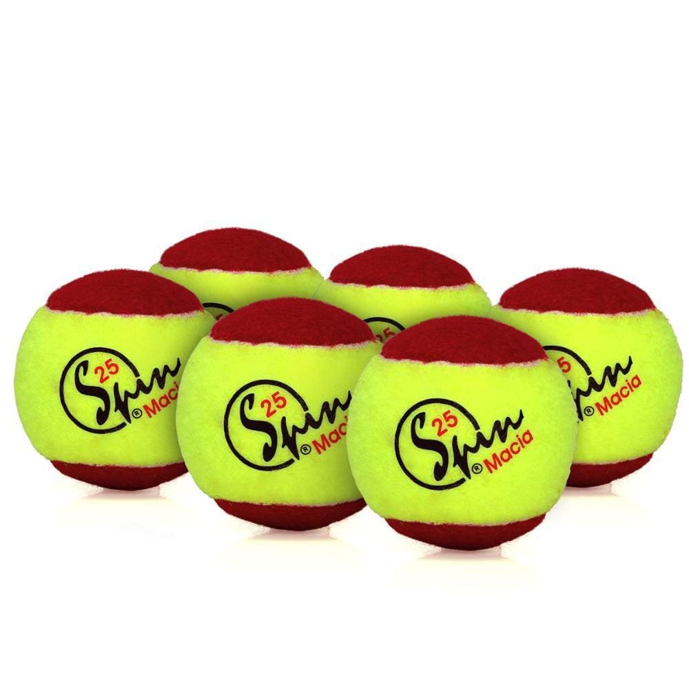Bola de Tênis Spin Macia 25 Soft 9B Pack com 06 Bolas Amarelo e Vermelho
