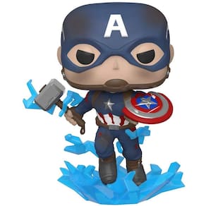 Funko Pop! Marvel:Avengers Endgame - Capitão América com Escudo Quebrado e Mjoinir
