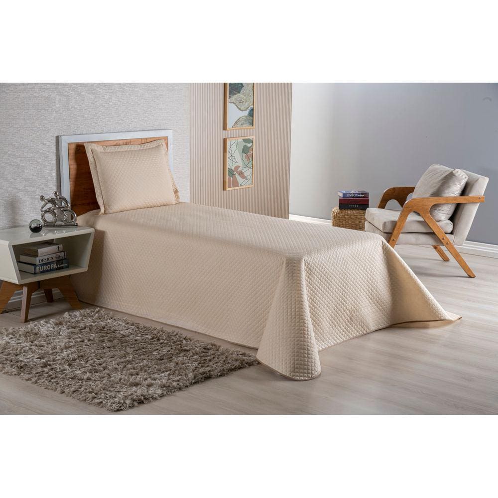 Kit Colcha Cobre Leito Cama Solteiro 2 Peças Dubai Liso Matelada