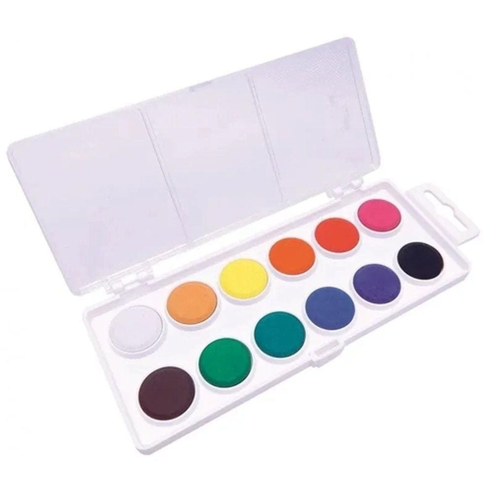 Estojo Aquarela em Pastilhas com 12 cores Estojo Branco Koh-I-Noor 171510