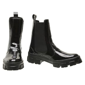 Bota Coturno Verniz Cano Médio M&D Store Calce Fácil Sola Macia