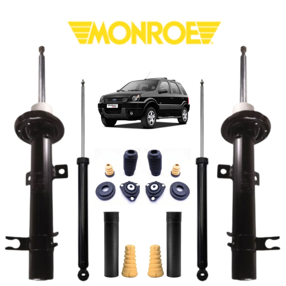 4 Amortecedor Monroe Ecosport 2008 + Kit Batente Dianteiro/Traseiro