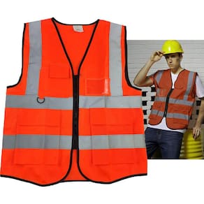 Colete Faixa Refletivo Sinalizador Blusao Fluorescente Segurança Trabalho EPI Obra Construçao Transito Engarrafamento Bolsos Ziper
