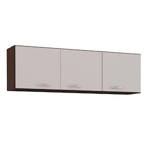Armário Aéreo de Cozinha 120cm 3 Portas Classic P11 Chocolate/Off White - Mpozenato