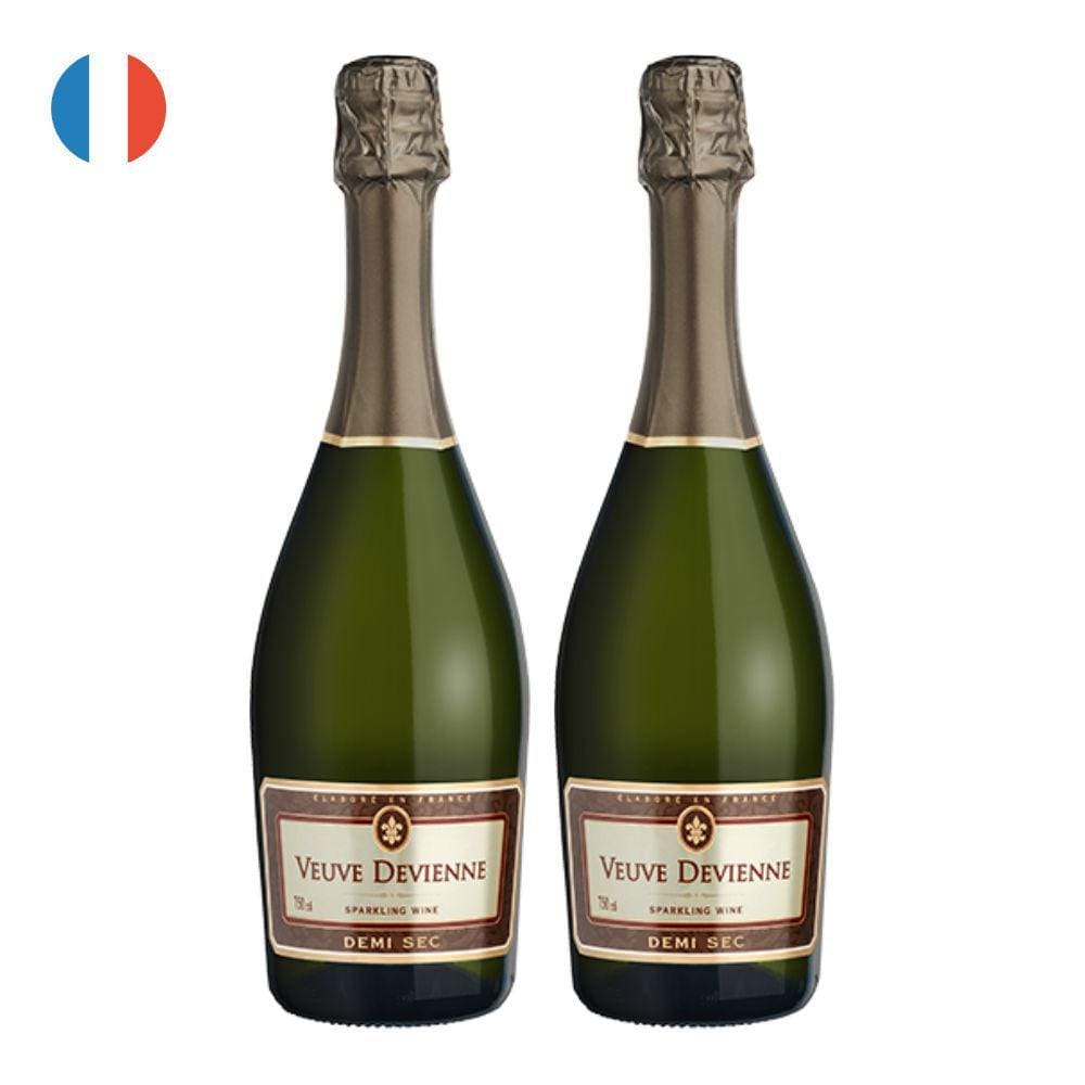 Kit 2 Espumantes Veuve Devienne Demi Sec Branco França 750ml