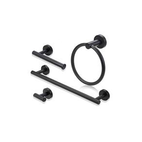Kit Acessórios Para Banheiro Redondo Preto Black 4 Peças