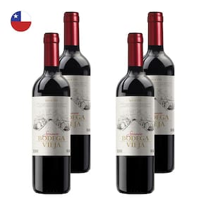 Kit 4 Vinhos Bodega Vieja Suave Tinto Chile 750ml