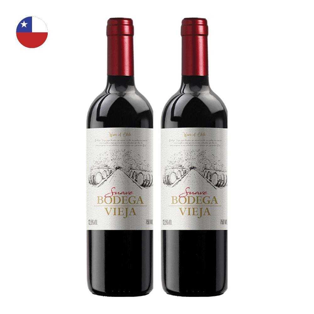 Kit 2 Vinhos Bodega Vieja Suave Tinto Chile 750ml