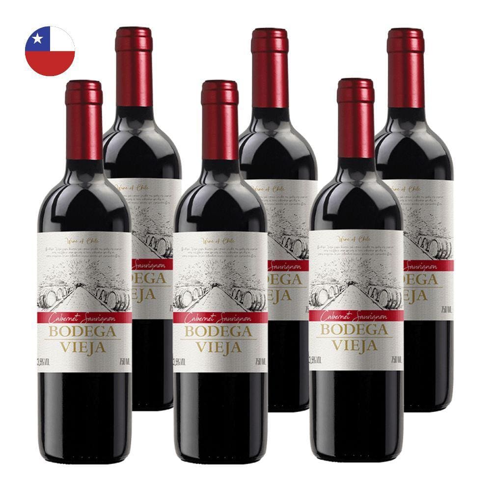 Kit 6 Vinhos Bodega Vieja Cabernet Sauvignon Tinto Chile 750ml