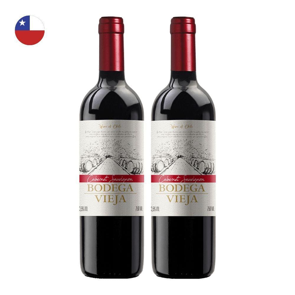 Kit 2 Vinhos Bodega Vieja Cabernet Sauvignon Tinto Chile 750ml
