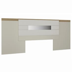 Cabeceira de Casal Regência Com Espelho MDF Móveis Rimo Marrom Off White