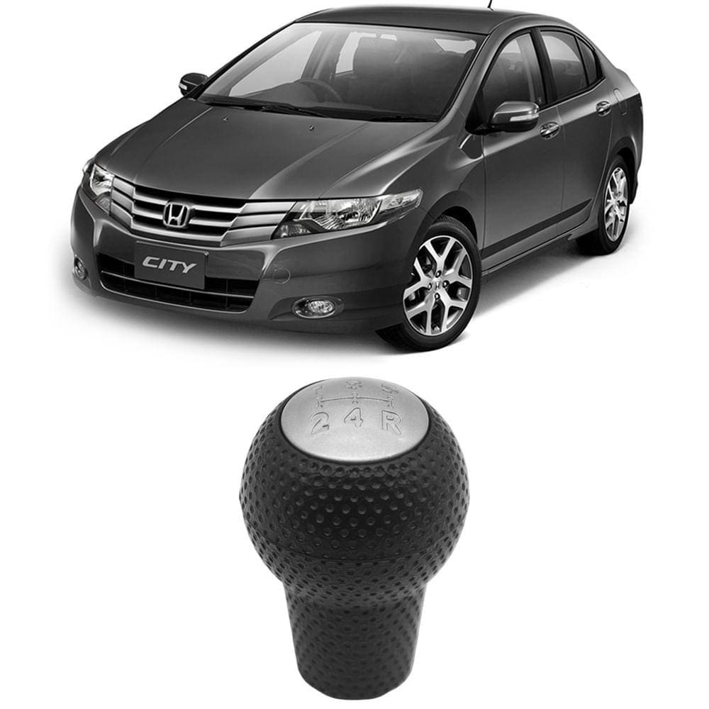 Manopla Bola Câmbio City Fit 5 Marchas Preto Com Tampa Cinza