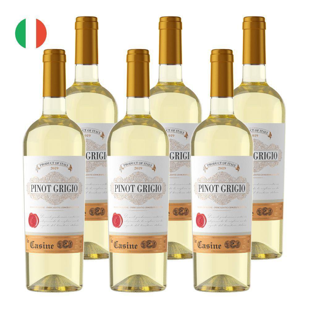 Kit 6 Vinhos Le Casine Pinot Grigio Branco Itália 750ml