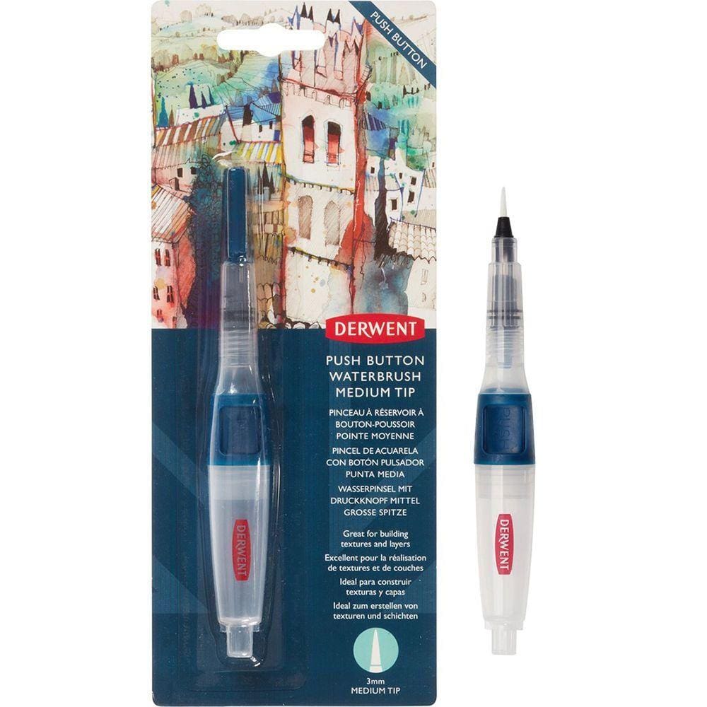 Pincel Waterbrush Derwent Reservatório Água Médio 3mm C/ Botão 2305823