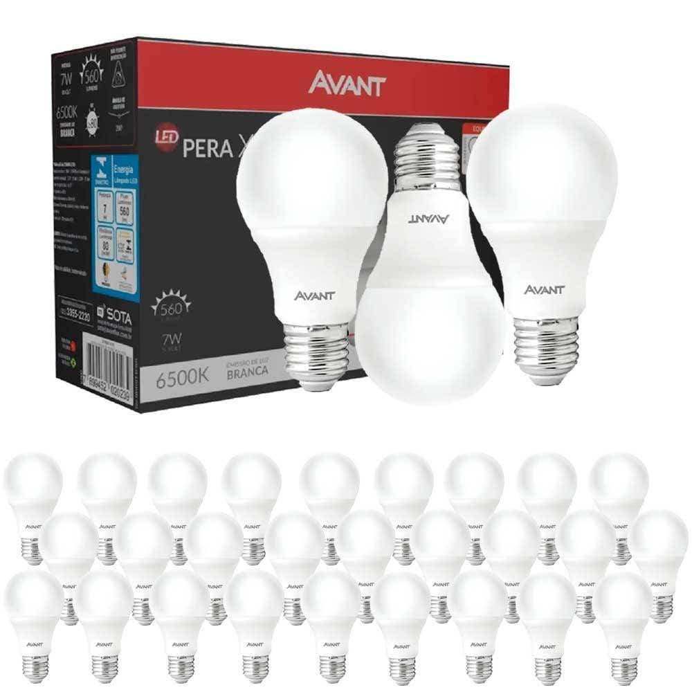 Lâmpada LED Pera 7W Bivolt 6500K com 30 Unidades AVANT