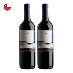 Kit 2 Vinhos Ventisquero Clásico Merlot Tinto Chile 750ml