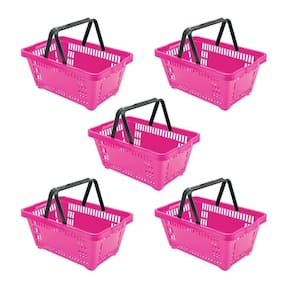 Kit - 5 Cestos Compras Plástica D100 Cód. 3400 Rosa - Della Plast