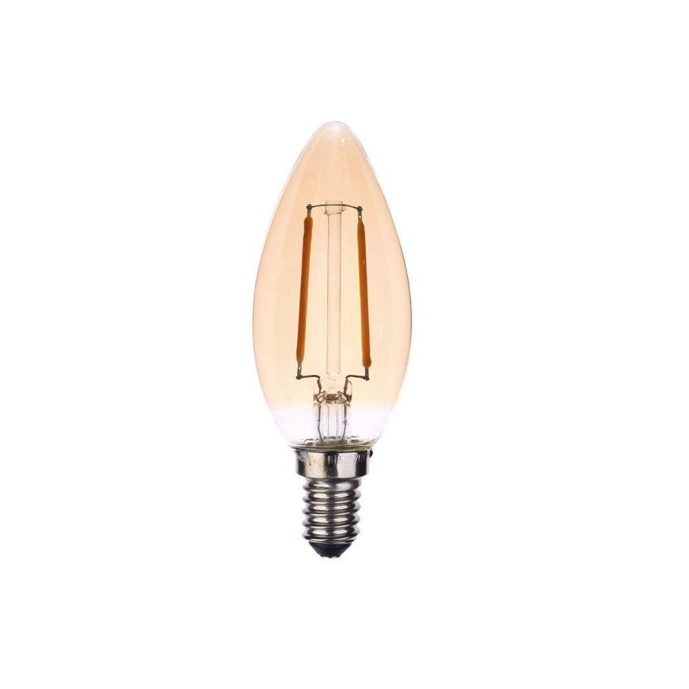 Lâmpada Led Llum Filamento Vintage Vela 2w E14 220v 2200k Luz Quente âmbar