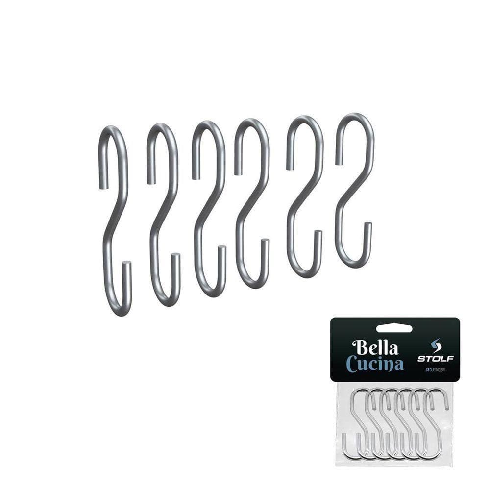 Kit 6 Ganchos Para Barra De Cozinha Suspensa - Stolf