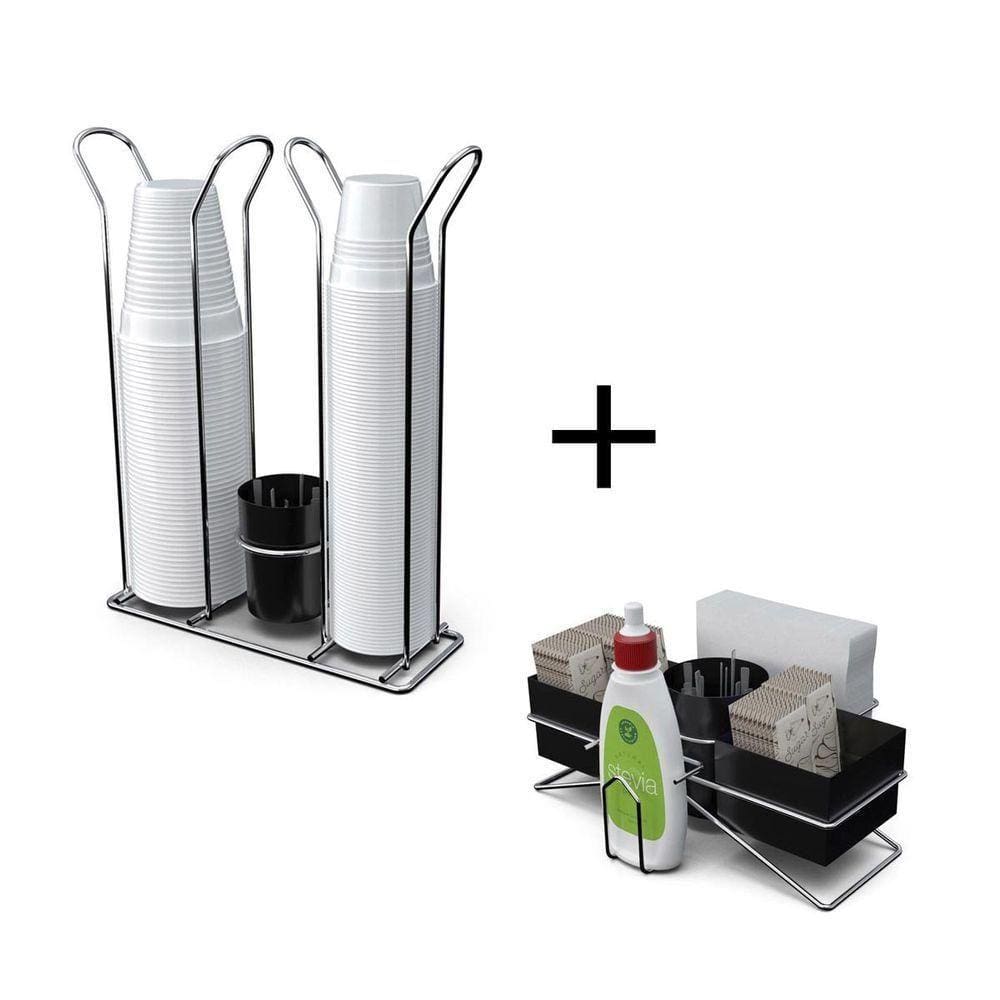 Kit Café Com Suporte Para Sache E Porta Copos Preto