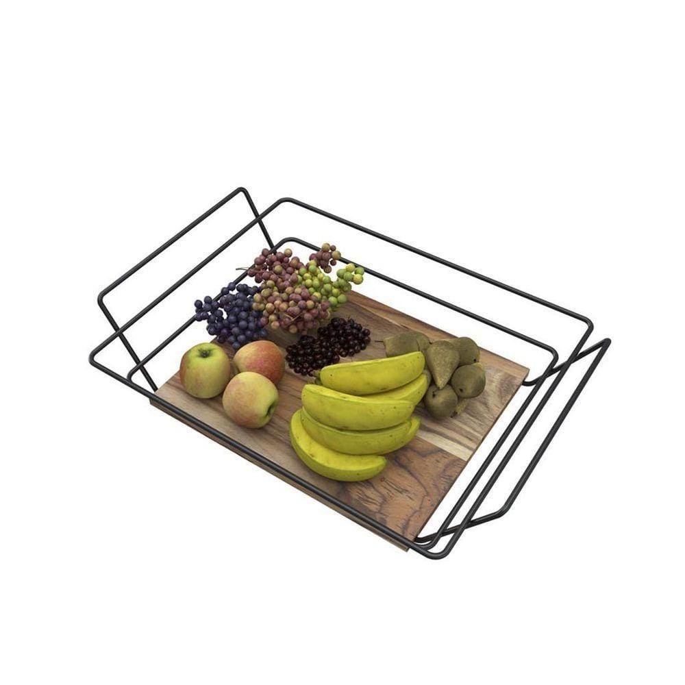 Fruteira Retangular Com Madeira - Stolf