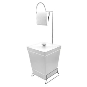 Lixeira Com Suporte De Papel Higiênico - Stolf Branco