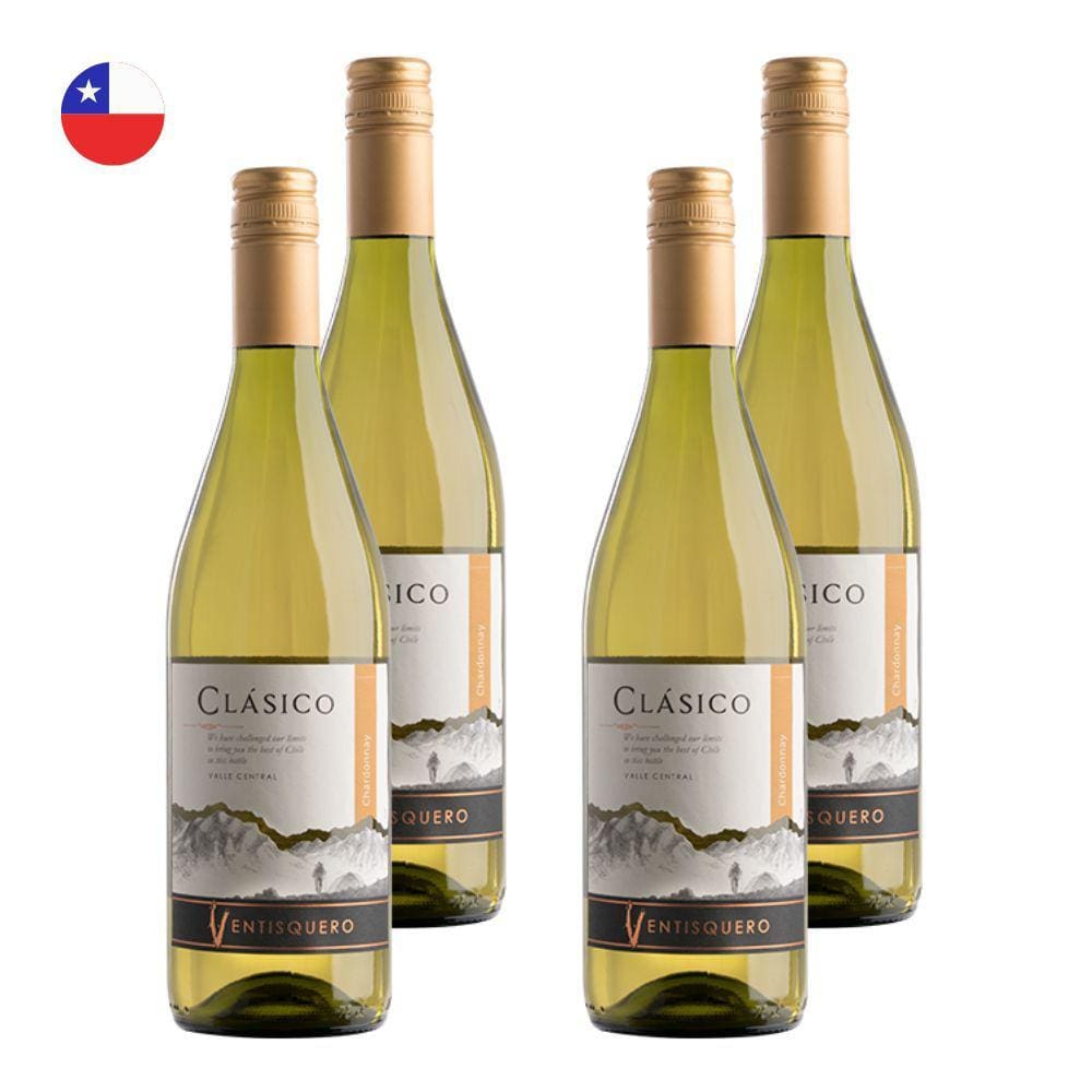 Kit 4 Vinhos Ventisquero Clásico Chardonnay Branco Chile 750ml