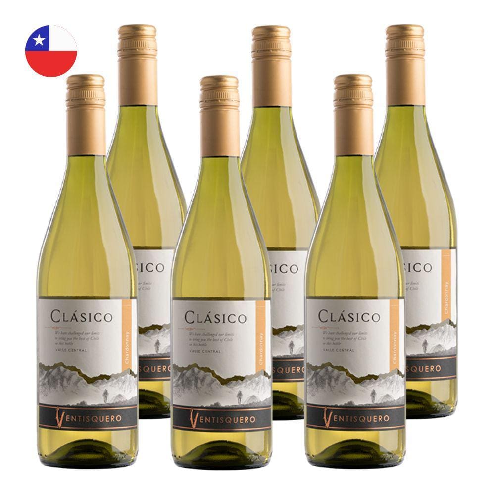 Kit 6 Vinhos Ventisquero Clásico Chardonnay Branco Chile 750ml