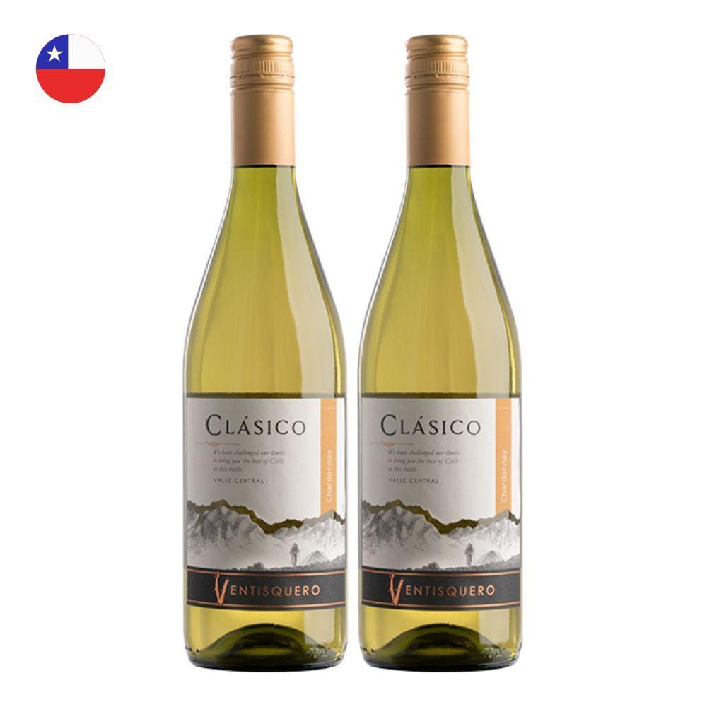 Kit 2 Vinhos Ventisquero Clásico Chardonnay Branco Chile 750ml