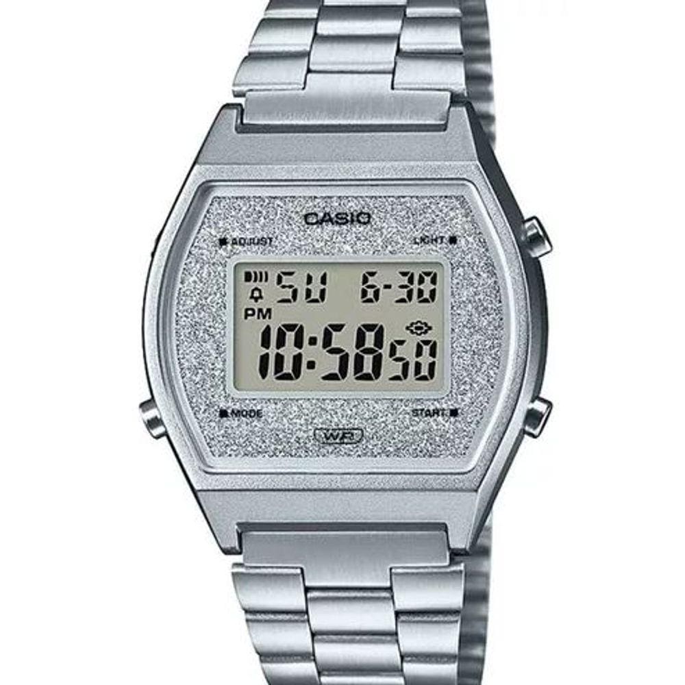 Relógio Casio Feminino Vintage Prata Gliter B640wdg-7Df