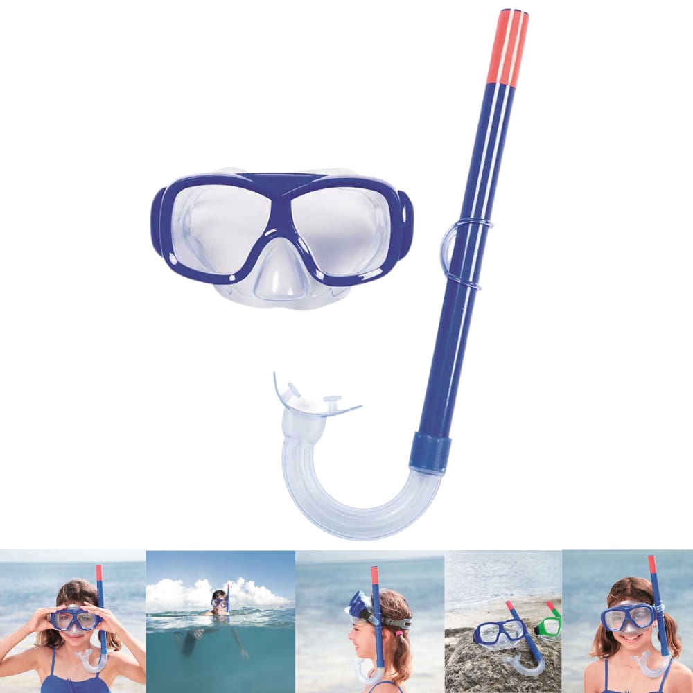 Kit snorkel azul com máscara infantil FREESTYLE Bestway para mergulho totalmente ajustável e compacto