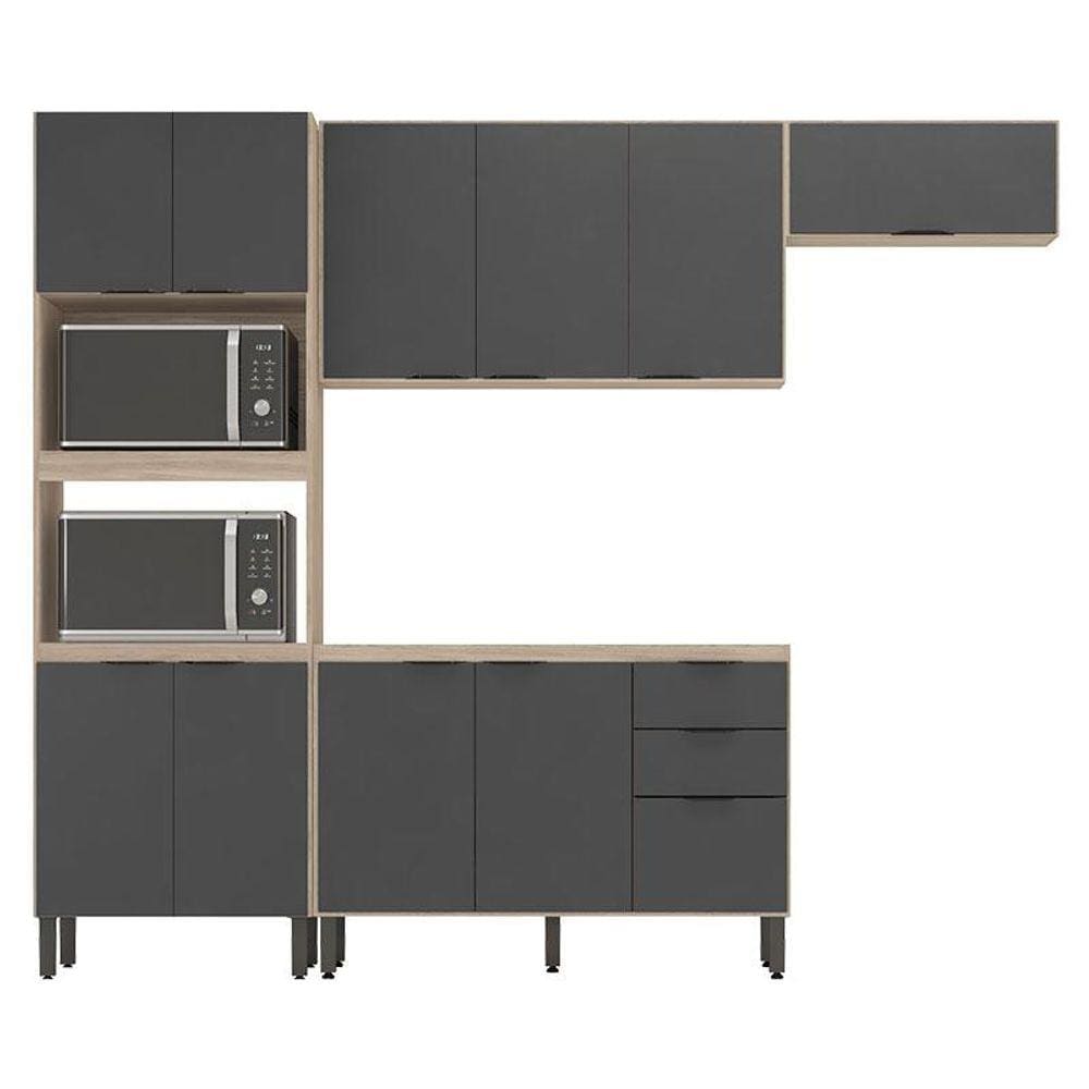 Cozinha Modulada Firenze FMT004 Avena Touch Grafito - Demóbile
