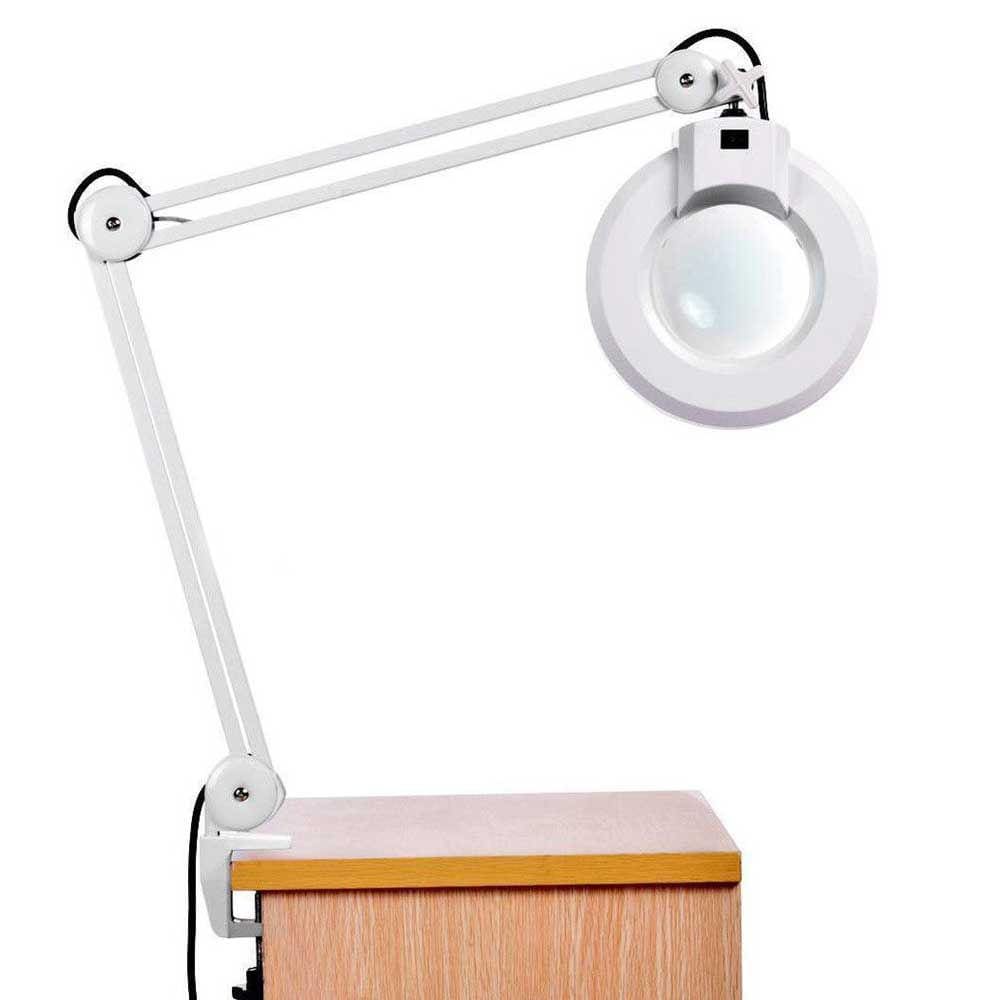 Lupa Estetica Para Mesa Luminaria De Led Retratil Articulavel Giratoria Lente Optico Ampla Dentista