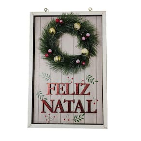 Quadro Decorativo Natalino Feliz Natal Guirlanda Com Bolinhas Ornamentaçao Parede Porta Comemoraçao Loja Casa Sala Quarto Hall