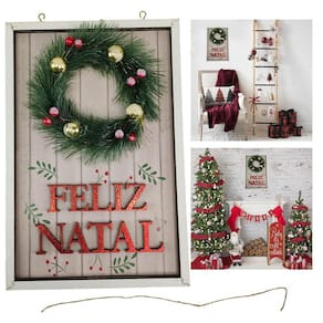 Quadro Decorativo Natalino Guirlanda Feliz Natal Com Bolinhas Advento Comemoraçao Parede Porta Loja Casa Decoraçao Sala Quarto Hall
