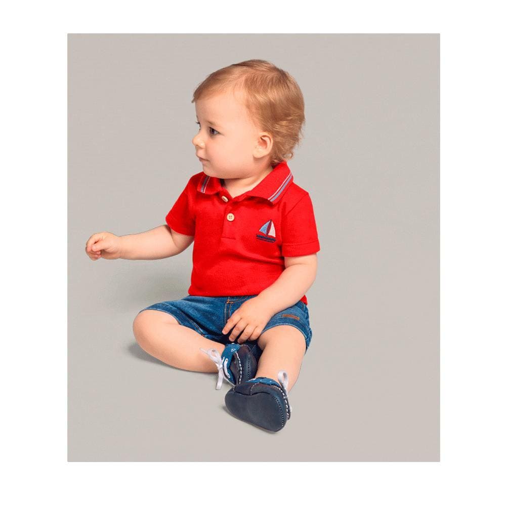Conjunto Infantil Masculino Manga Curta Polo Mundi Ref:25901 1/3