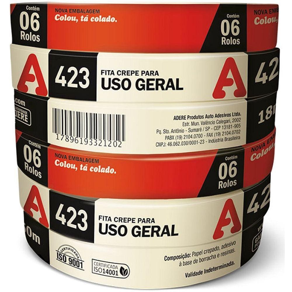 Kit 6 Fita Crepe USO Geral 18MM X 50M
