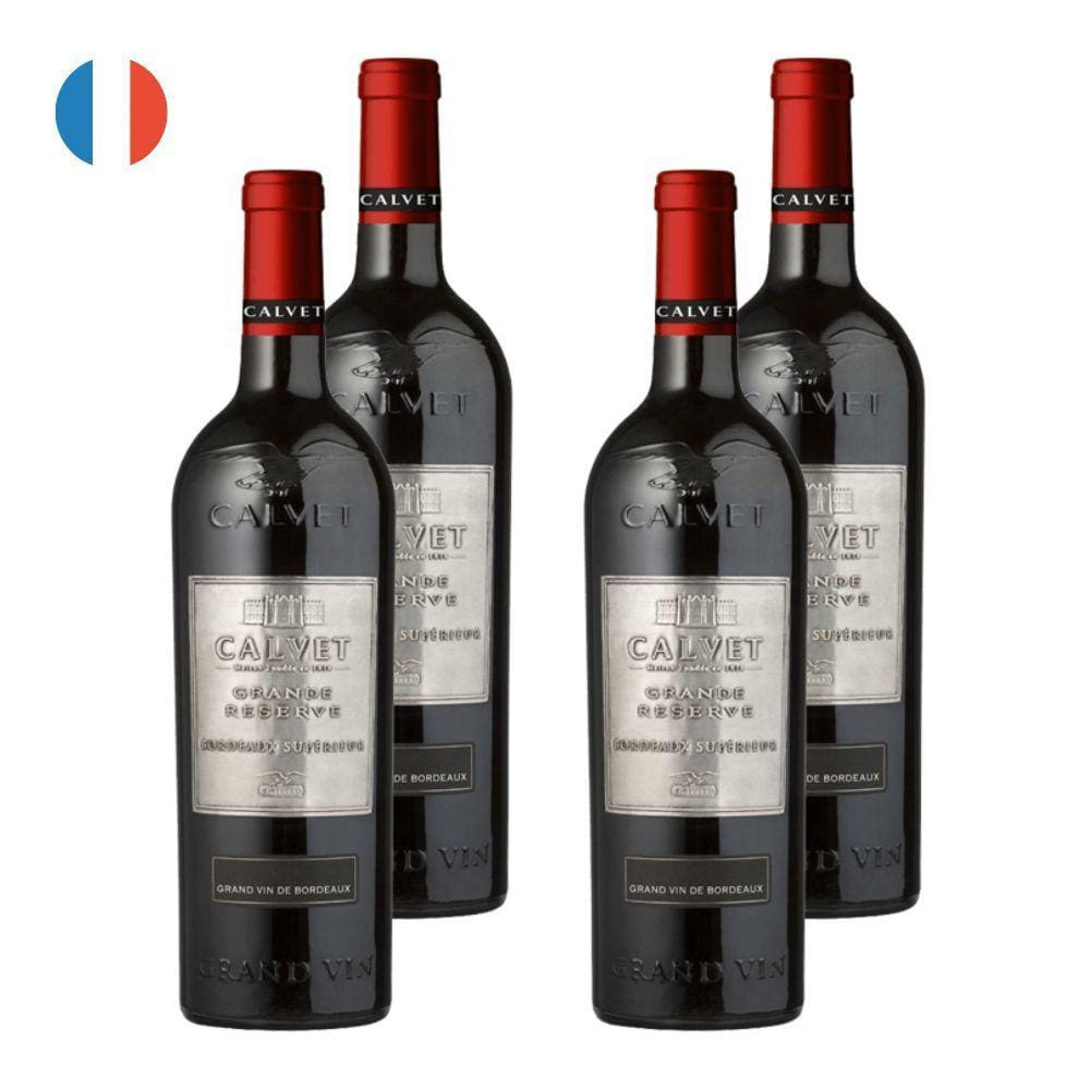 Kit 4 Vinhos Calvet Bordeaux Supérieur Metal Tinto França 750ml