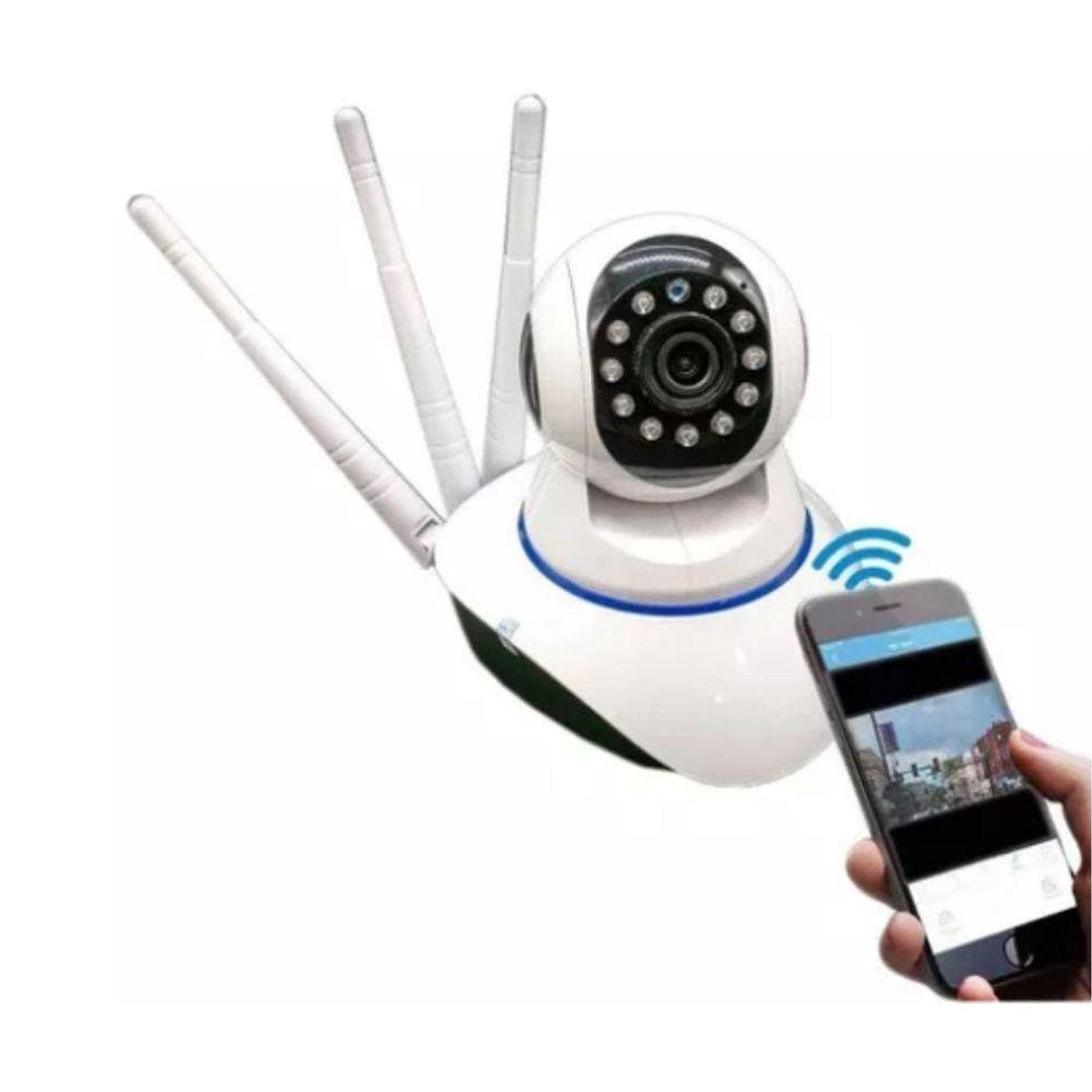 Câmera Sgurança Ip 3 Antenas Visão Noturna Microfone Wifi