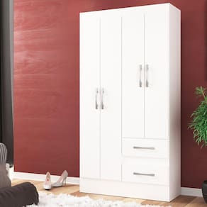 Guarda Roupas Solteiro 4 Portas 2 Gavetas Conde Branco