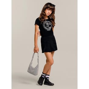 Conjunto Infantil Manga Curta Cropped Estampado Young Class Ref:25570 10/16