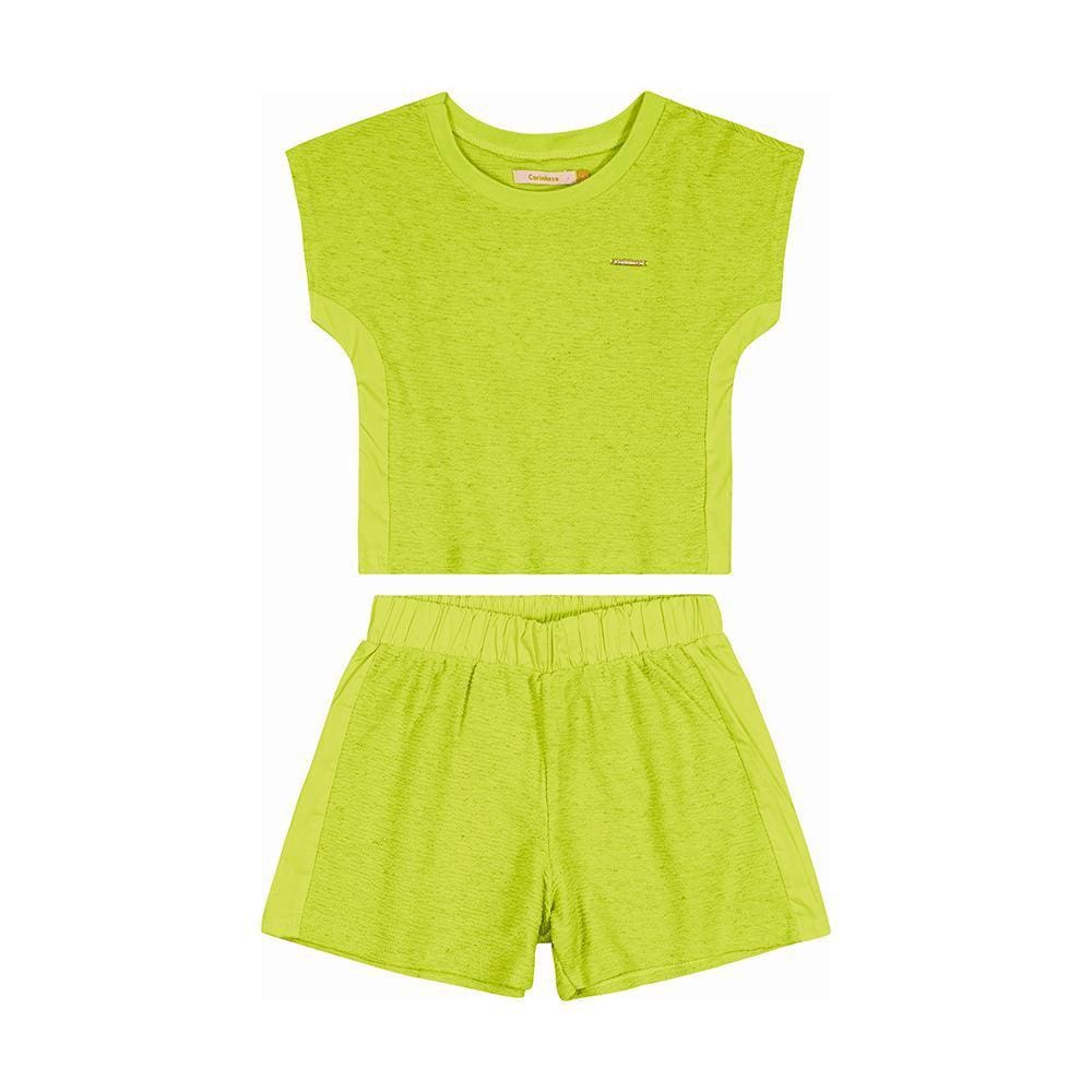 Conjunto Infantil Feminino Blusa Manga Curta Com Shorts Carinhoso Ref:1000108975 10/16