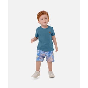 Conjunto Infantil Masculino Blusa Manga Curta E Bermuda Moletom Carinhoso Ref:1000114914 4/8