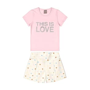 Conjunto Infantil Feminino Manga Curta Estampado Mundi Ref:25877 4/10