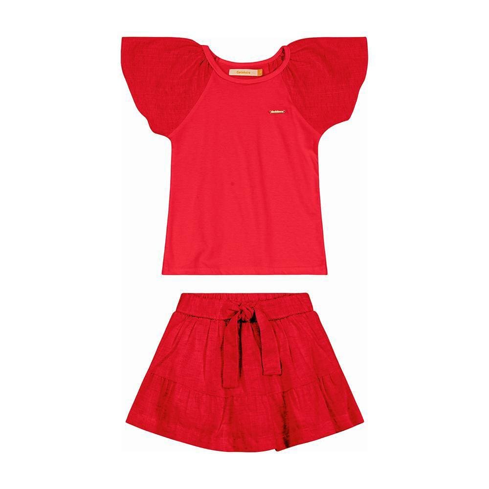 Conjunto Infantil Feminino Blusa Manga Curta E Shorts Saia Carinhoso Ref:1000108918 4/8
